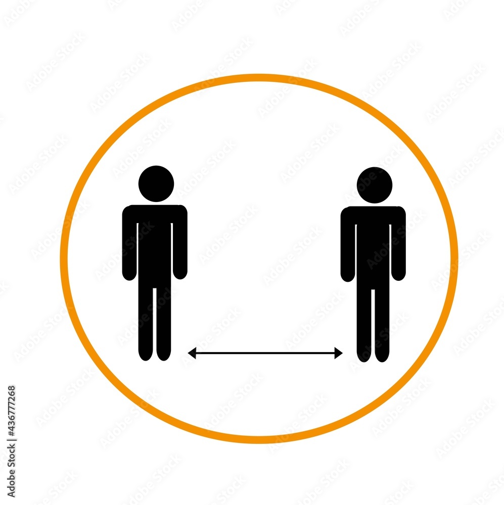 The sign is social distancing. Keep a distance of 6 Feet. Stay safe. The sign is social distancing. Keep a distance of 6 Feet. Stay safe.