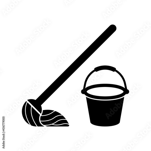 mop and bucket icon vector