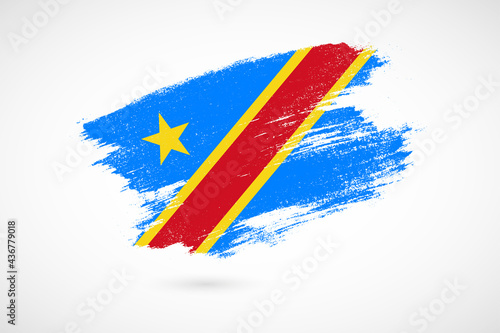 Happy independence day of Democratic Republic of the Congo with vintage style brush flag background
