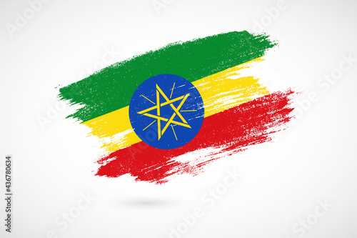 Happy derg downfall day of Ethiopia with vintage style brush flag background