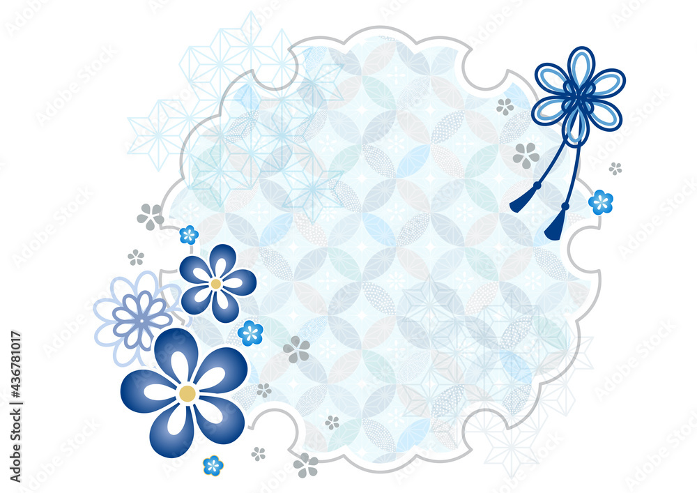 夏の和風 和柄 背景 フレーム Stock Vector Adobe Stock