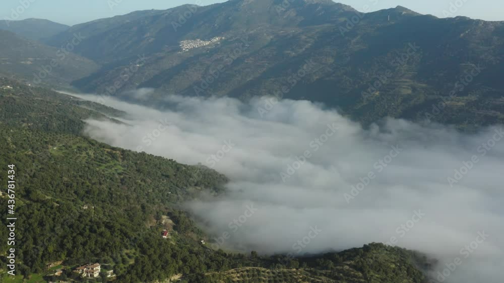 Aerial View Of Misty Valley In Sardinia, Italy. Aerial View Of Misty Valley In Sardinia, Italy.