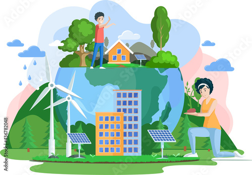Eco save environment pictures. Ecological ecosystem and pollution. People taking care of planet collage. Green energy and eco friendly. Zero waste, think green, save the planet. Green eco city