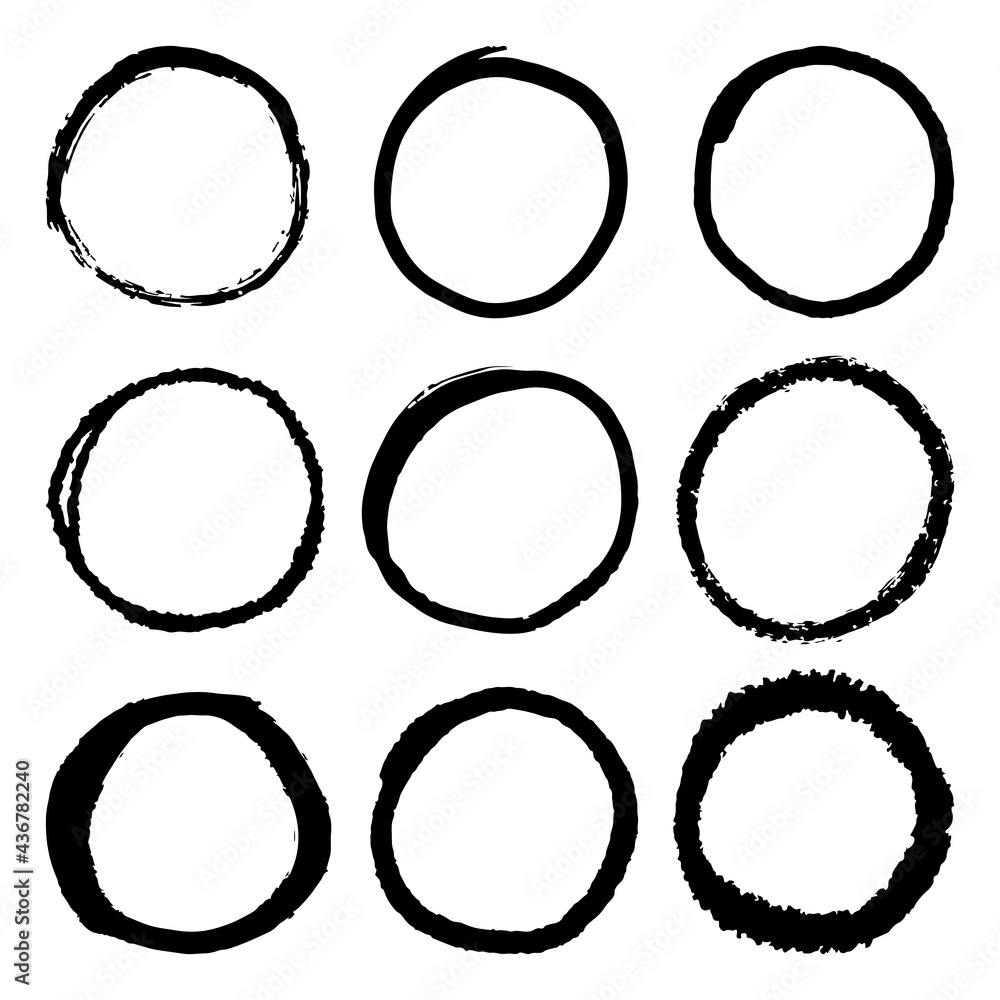 set of hand drawn vector doodle circle line sketch isolated on white background. set of hand drawn vector doodle circle line sketch isolated on white background.