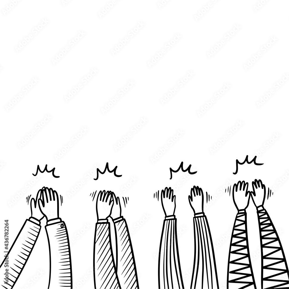 Hand Drawn sketch style of applause, thumbs up gesture. Human hands clapping ovation. on doodle style, vector illustration. Hand Drawn sketch style of applause, thumbs up gesture. Human hands clapping ovation. on doodle style, vector illustration.
