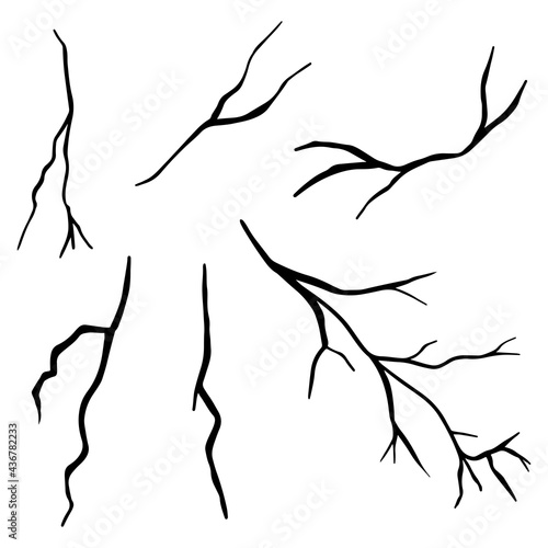 Set of hand drawn cracks Isolated on white background. vector illustration