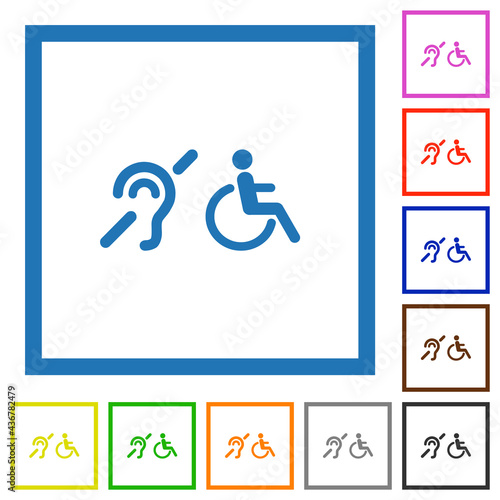 hearing impaired and wheelchair symbols flat framed icons