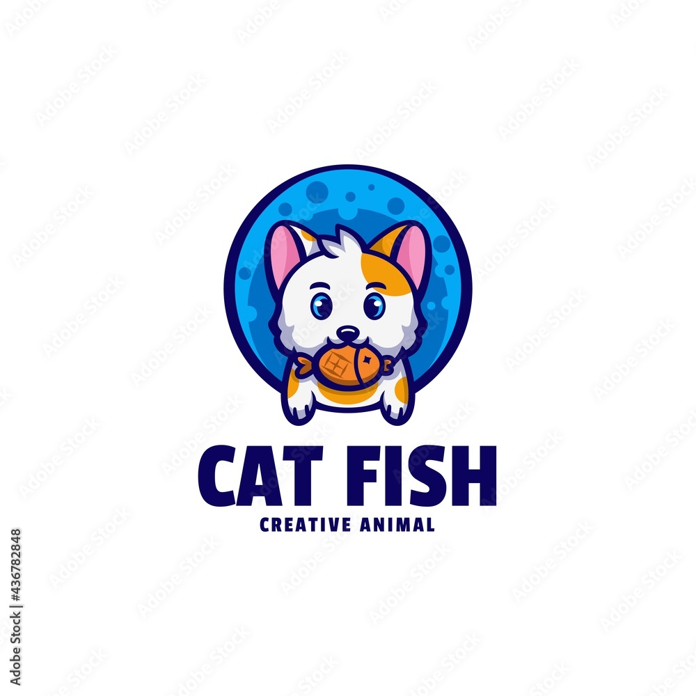 Vector Logo Illustration Cat Fish Mascot Cartoon Style. Vector Logo Illustration Cat Fish Mascot Cartoon Style.