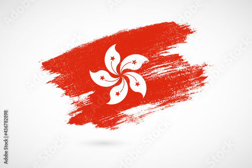 Happy establishment day of Hong Kong with vintage style brush flag background