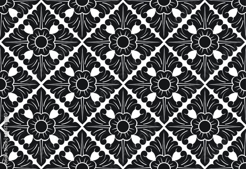 Geometric Indonesian batik motifs with distinctive Balinese floral pattern