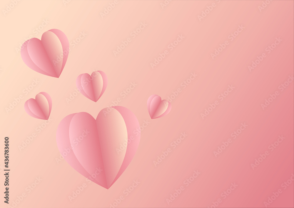 illustration celebration valentine paper heart art concept on pink background
