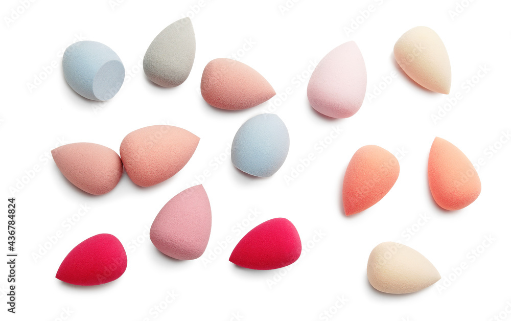 Makeup sponges on white background Makeup sponges on white background