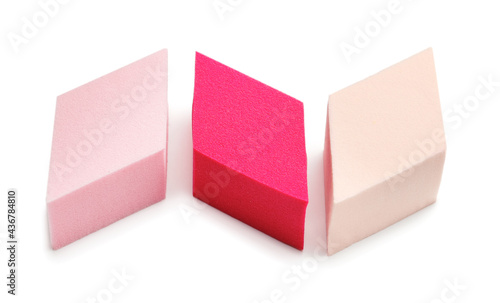 Makeup sponges on white background