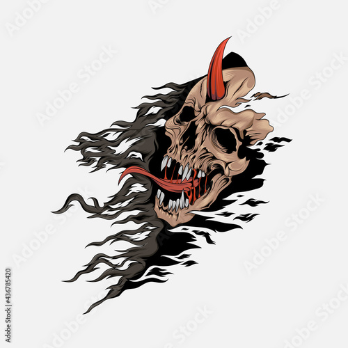 Cloaked Skull Skeleton Devil Witch Vector Illustration