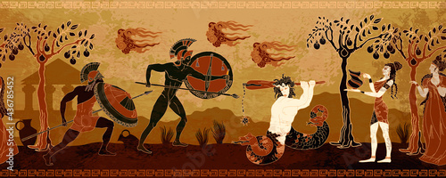 Ancient Greece banner. Myth and legends. History and culture. Classical medieval style. Vector illustration