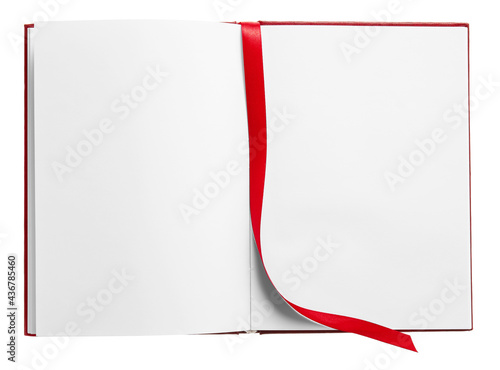 Blank book with bookmark on...