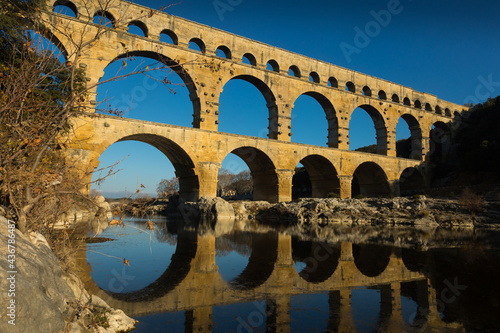 Obraz na plátně View of Pont du Gard, highest of Roman aqueducts that survived to this day, Fran