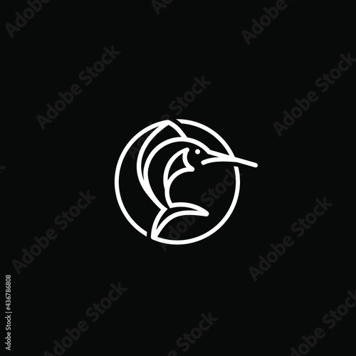 Marlin logo vector icon line outline 