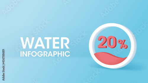 Water level icon on blue background. Save the water, water rationing and drought concept. Vector illustration.