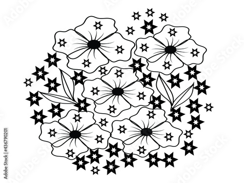 black and white floral ornament coloring page 
