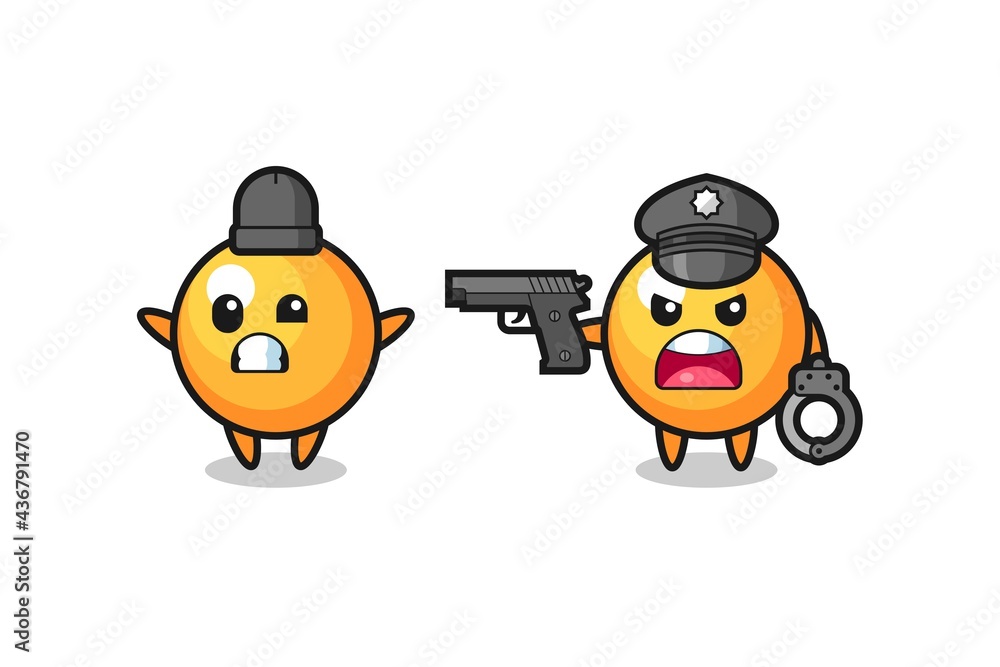 illustration of ping pong ball robber with hands up pose caught by police illustration of ping pong ball robber with hands up pose caught by police