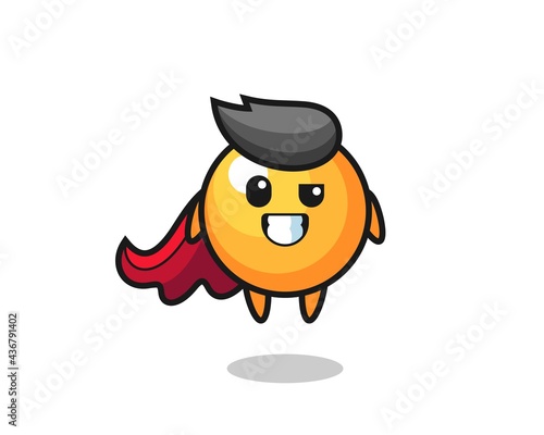 the cute ping pong ball character as a flying superhero © heriyusuf