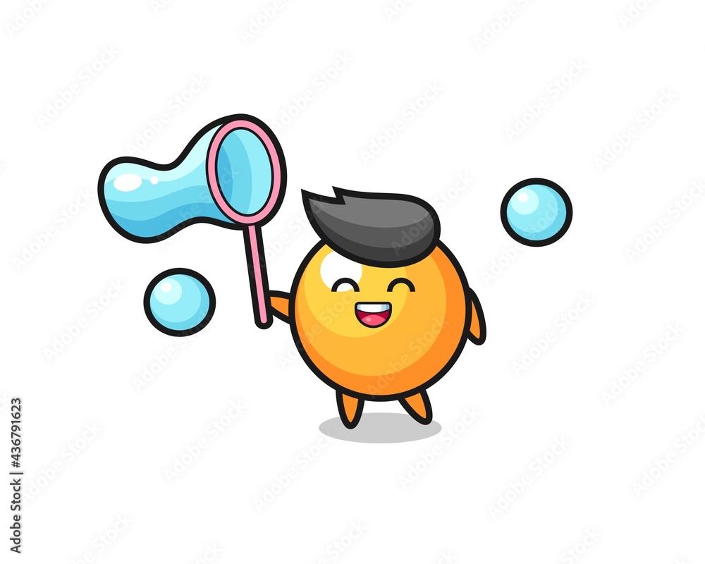 happy ping pong ball cartoon playing soap bubble