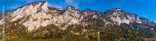 High resolution stitched panorama of a beautiful alpine spring view with the famous Untersberg mountains near Berchtesgaden, Bavaria, Germany