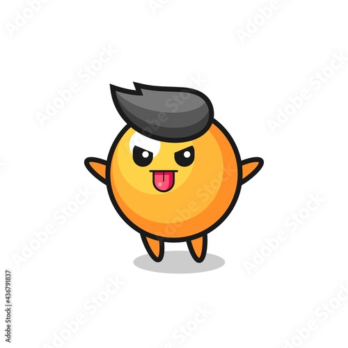 naughty ping pong ball character in mocking pose