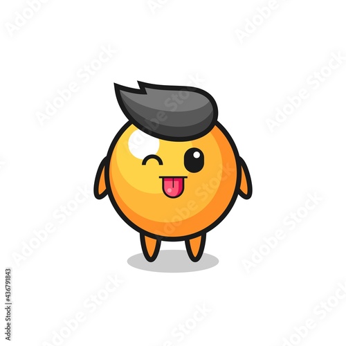 cute ping pong ball character in sweet expression while sticking out her tongue © heriyusuf