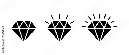 diamond icon set, jewelry symbol icon vector. for web