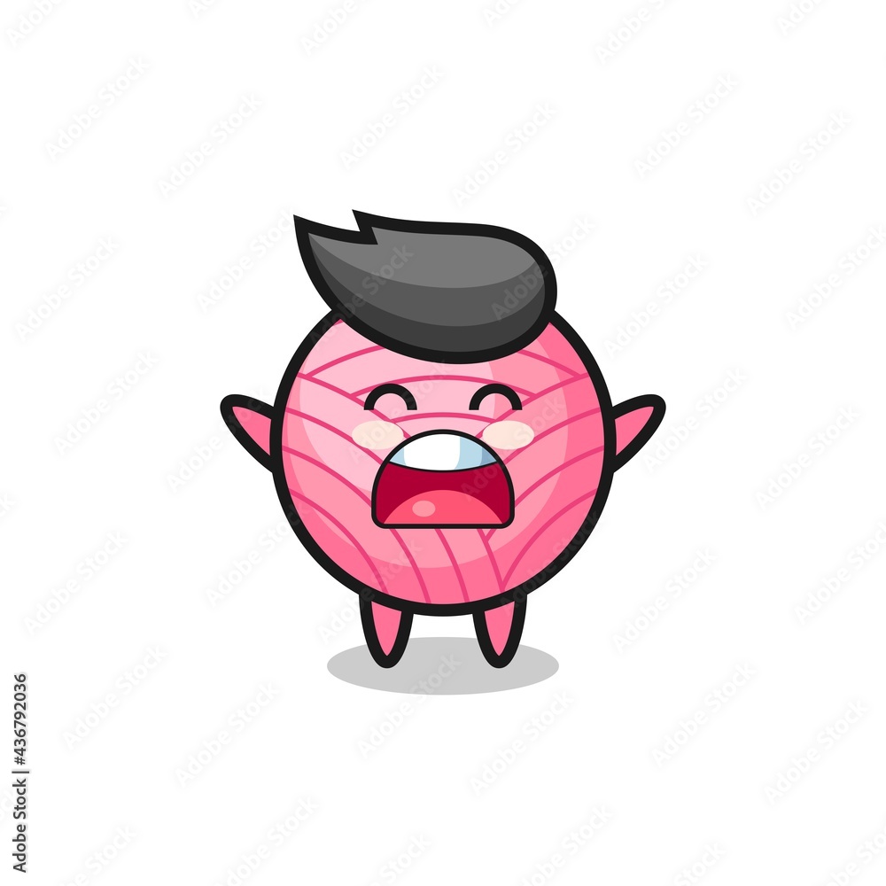cute yarn ball mascot with a yawn expression cute yarn ball mascot with a yawn expression