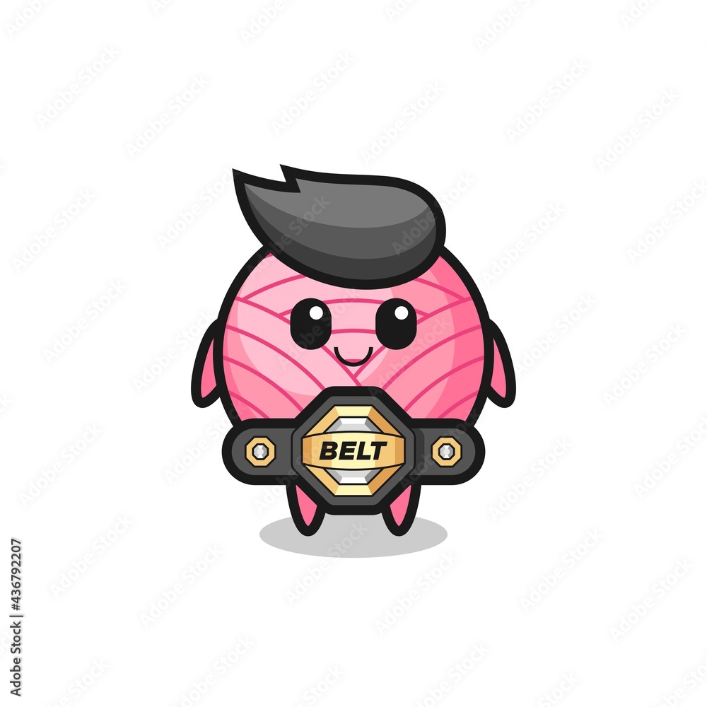 the MMA fighter yarn ball mascot with a belt the MMA fighter yarn ball mascot with a belt