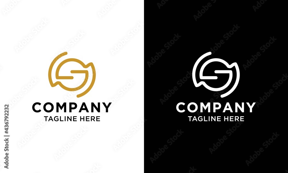 Initials letters S line art cirlce shape logo design vectors.Creative Abstract Letter S Logo Vector.  on a black and white background.