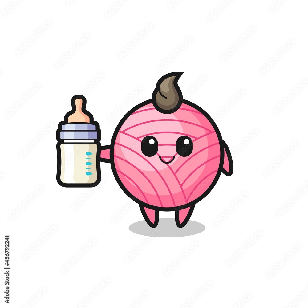 baby yarn ball cartoon character with milk bottle baby yarn ball cartoon character with milk bottle