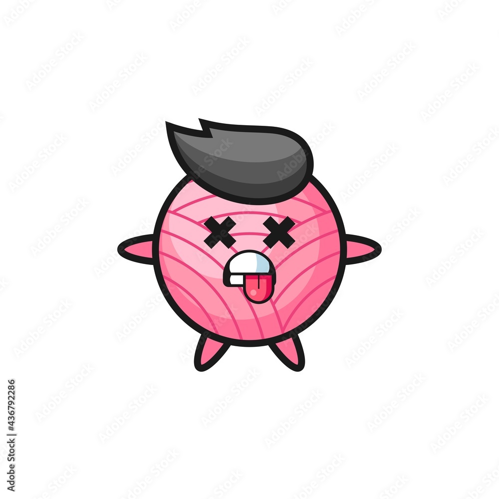 character of the cute yarn ball with dead pose character of the cute yarn ball with dead pose