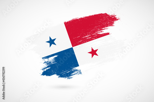 Happy independence day of Panama with vintage style brush flag background