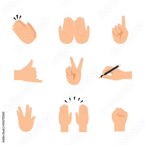Hand showing signal or sign collection, Set of hands