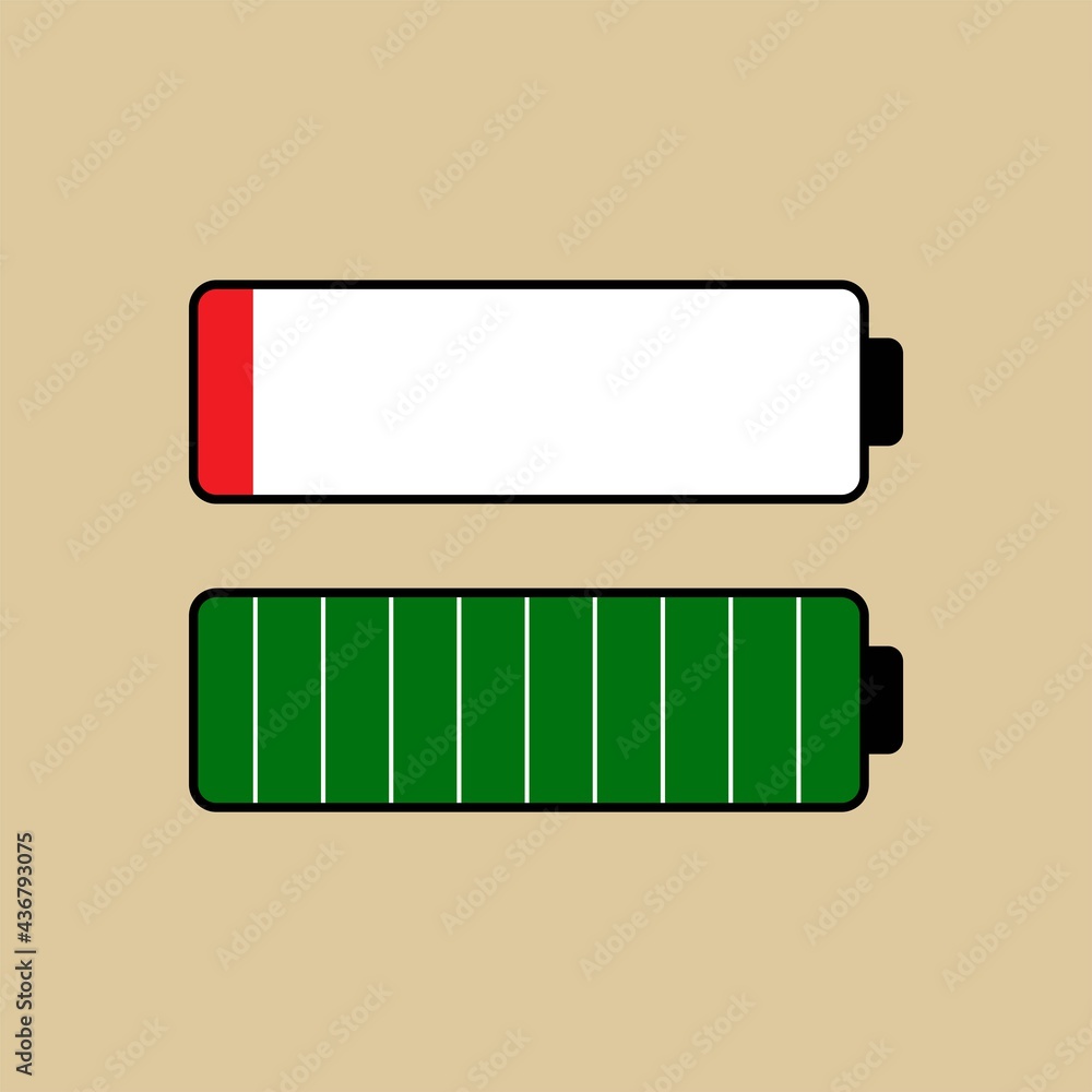 Battery signs icon empty and full battery Battery signs icon empty and full battery