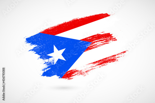 Happy constitution day of Puerto Rico with vintage style brush flag background