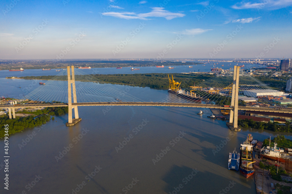Phu My Bridge is the largest Bridge in Vietnam and an important part of the infrastructure of modern Ho Chi Minh City allowing access to the port by large ships without disruption to road transport
