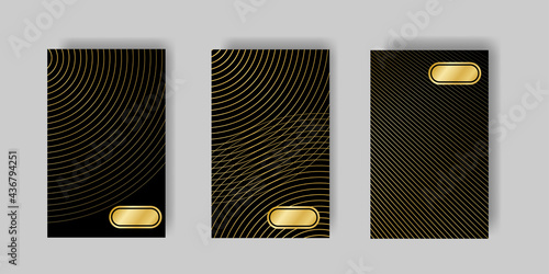 Abstract black background with gold set of geometric gradients vector illustration