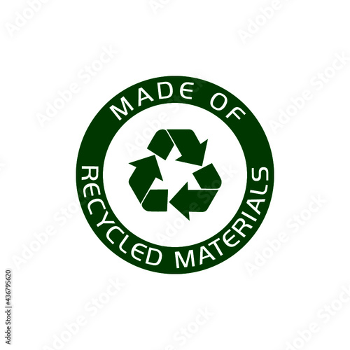 Made of recycled materials, Recycling icon isolated on white background