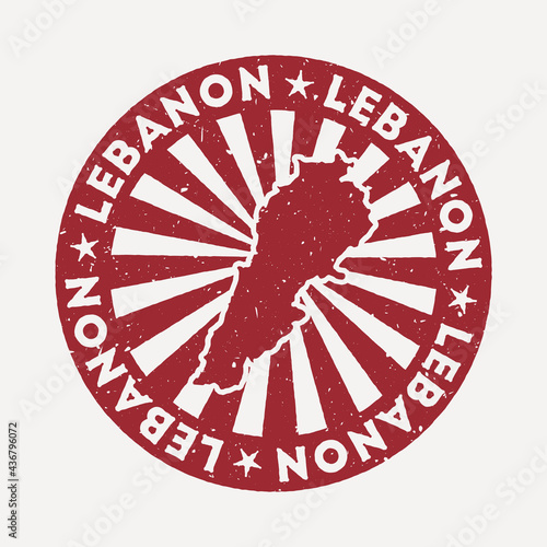 Lebanon stamp. Travel red rubber stamp with the map of the country, vector illustration. Can be used as insignia, logotype, label, sticker or badge of Lebanon.