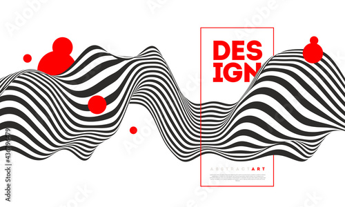 Abstract futuristic background. Poster with fluid wave shapes. Modern minimal design. Can be used for cover, poster, flyer, brochure, wall art. Vector illustration.