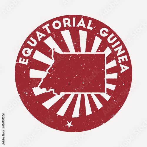 Equatorial Guinea stamp. Travel red rubber stamp with the map of the country, vector illustration. Can be used as insignia, logotype, label, sticker, or badge of Equatorial Guinea.