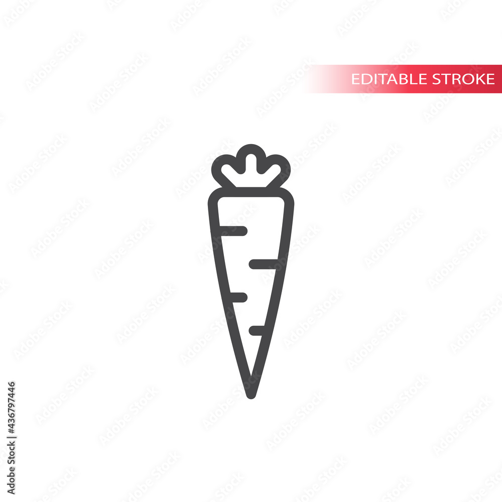 Carrot simple line vector icon. Outline, editable stroke. Carrot simple line vector icon. Outline, editable stroke.