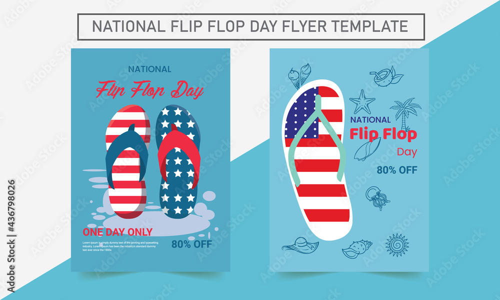 Thongs in the sand Australia Day scene in vector template. National