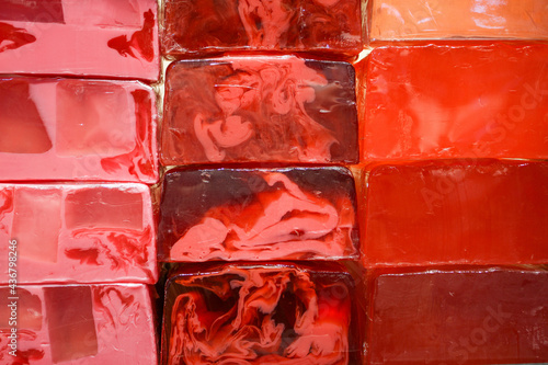 Pieces of handmade organic red soap