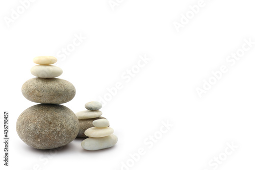 Spa concept on stone background. Balance of stones. isolate on white background. Font view and copy space